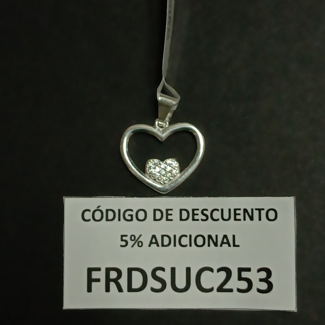 DIJE CORAZON C/CIRCONIAS PLATA .925 2.6 GR (NUEVO)
