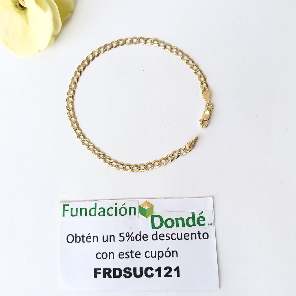 PULSERAS BARBADA DIAMANTADA ORO 14K 21 CM 3.5 GR (NUEVO)