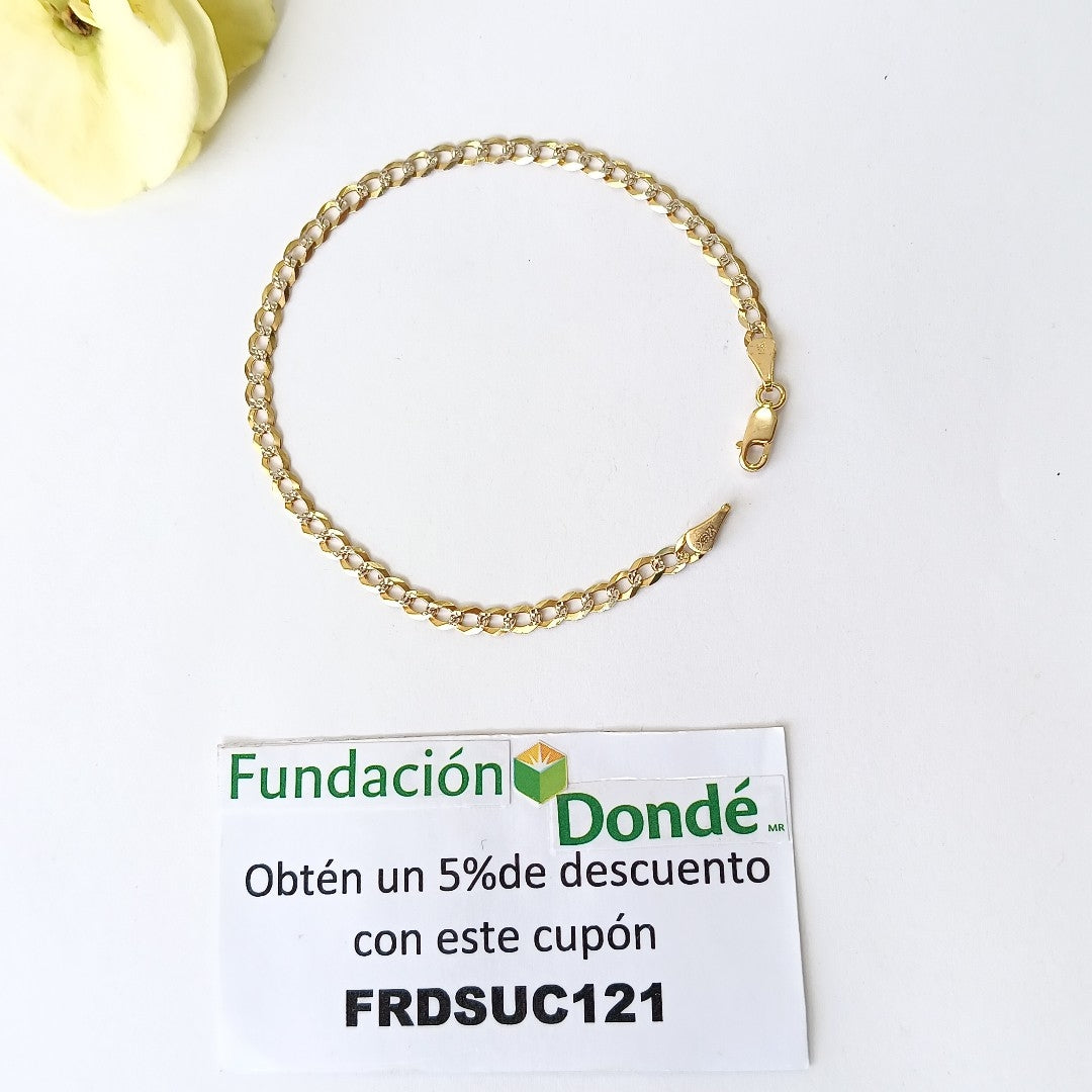 PULSERAS BARBADA DIAMANTADA ORO 14K 21 CM 3.5 GR (NUEVO)