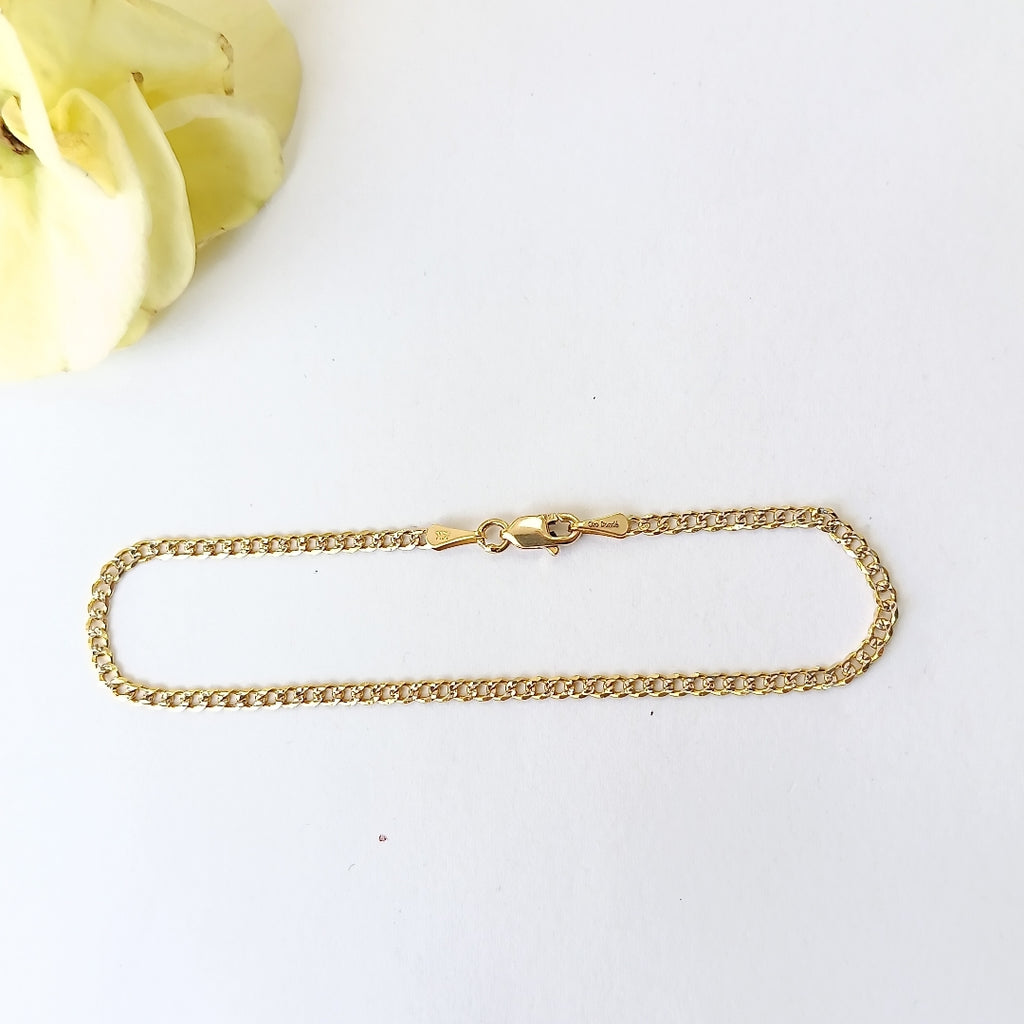 PULSERAS BARBADA DIAMANTADA ORO 14K 18 CM 2.2 GR (NUEVO)