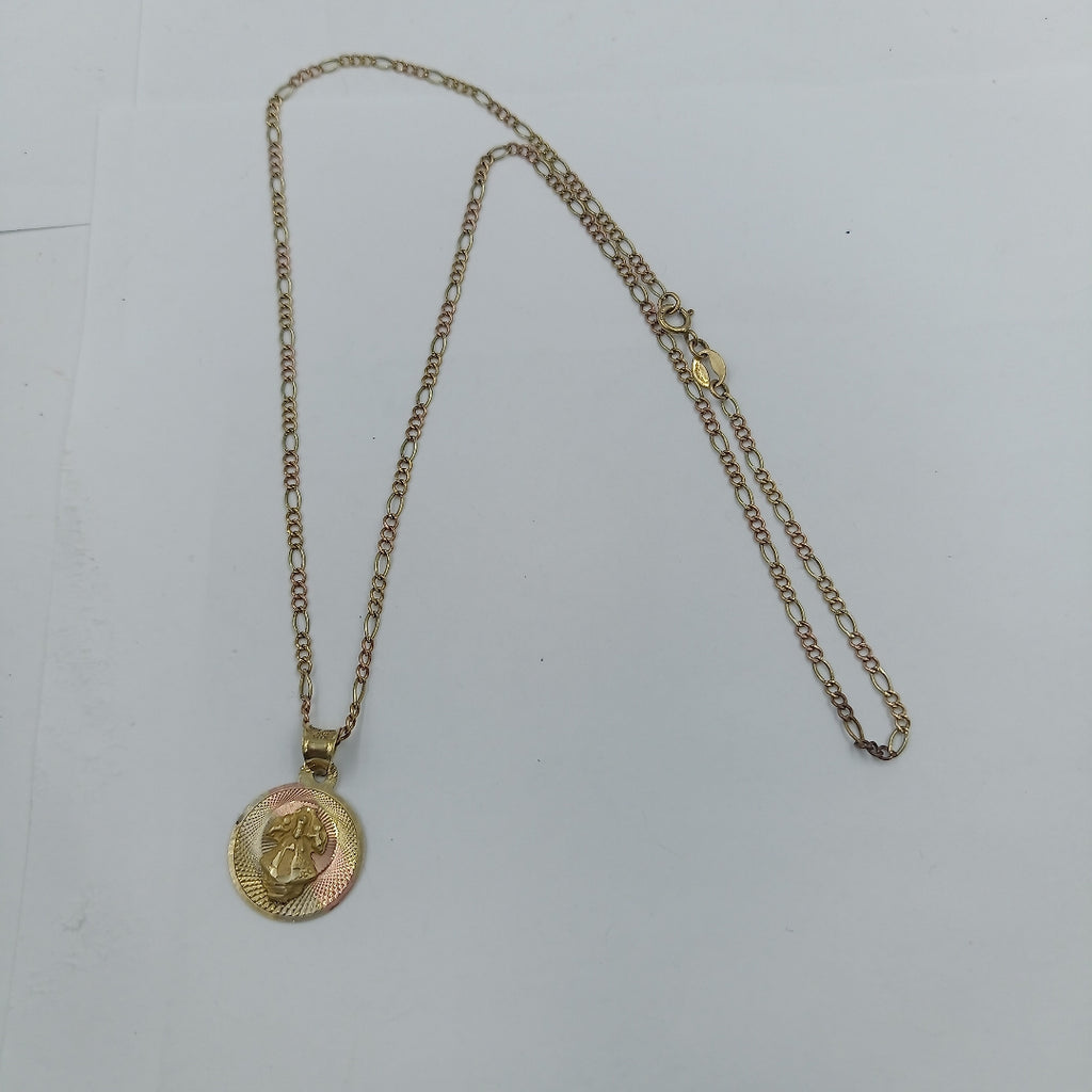 CADENA, MEDALLA RELIGIOSA ORO 10 K 3.1 GRMS (SEMINUEVO)