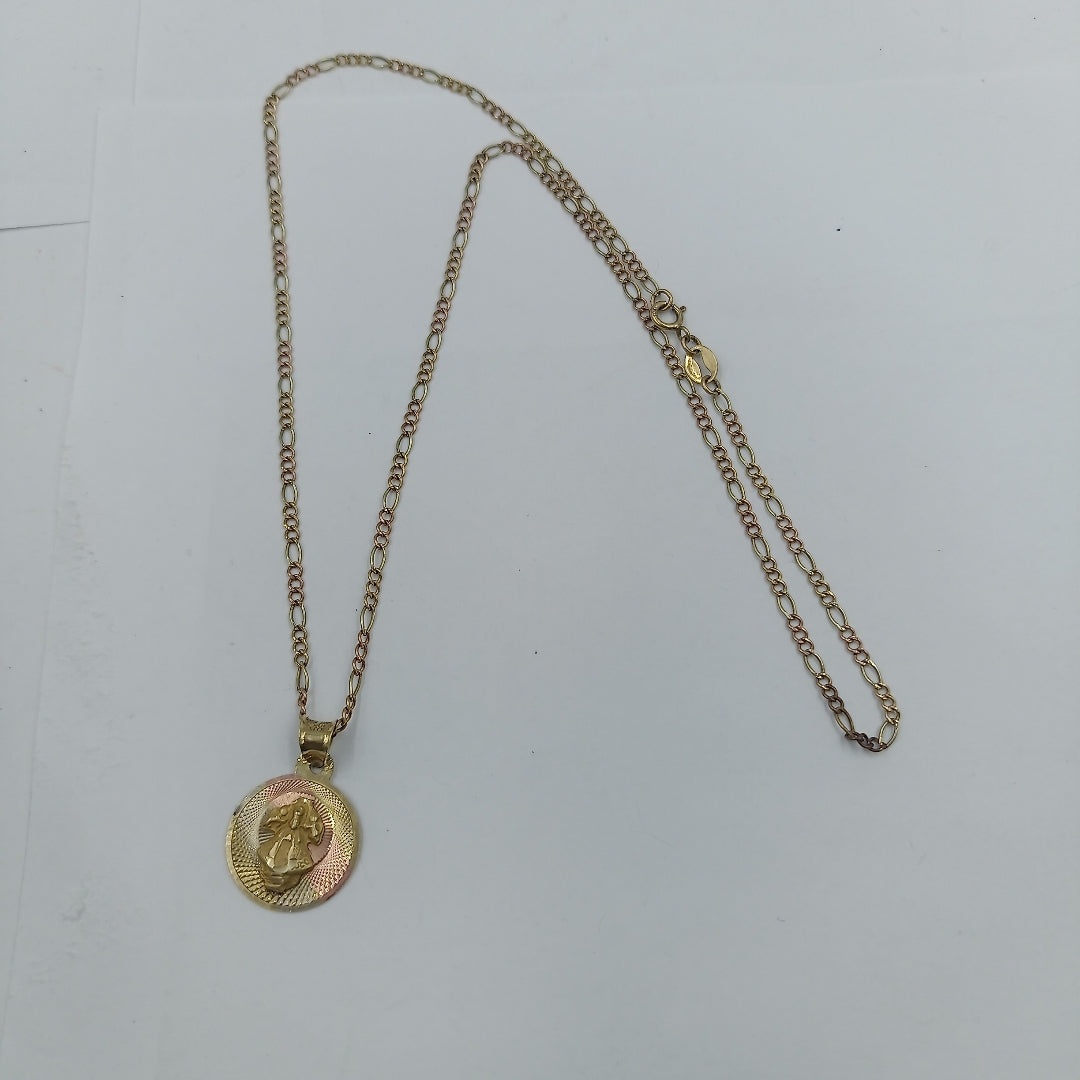CADENA, MEDALLA RELIGIOSA ORO 10 K 3.1 GRMS (SEMINUEVO)