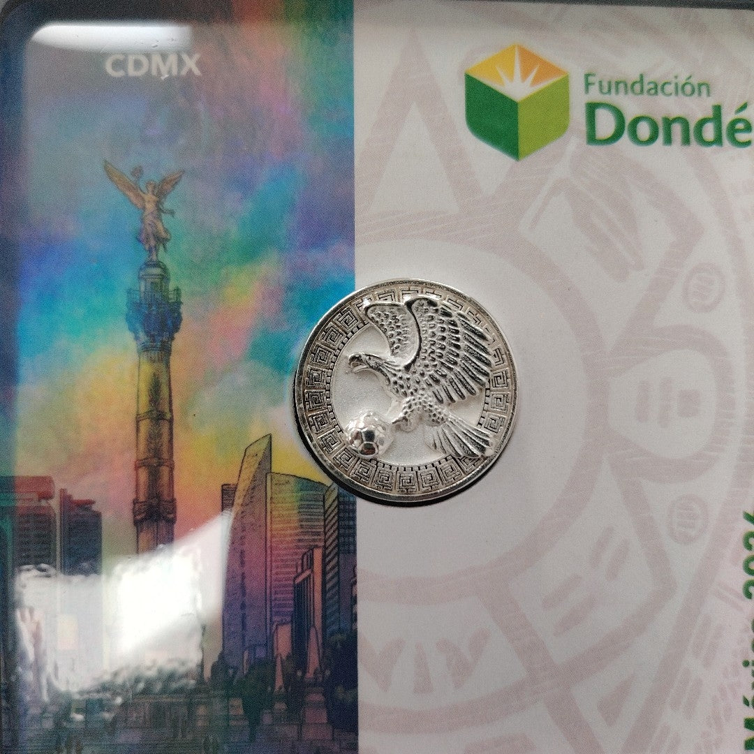 MEDALLA CONMEMORATIVA FRD FÚTBOL MOTIVO ÁGUILA PLATA .925 8.9 GR (NUEVO)