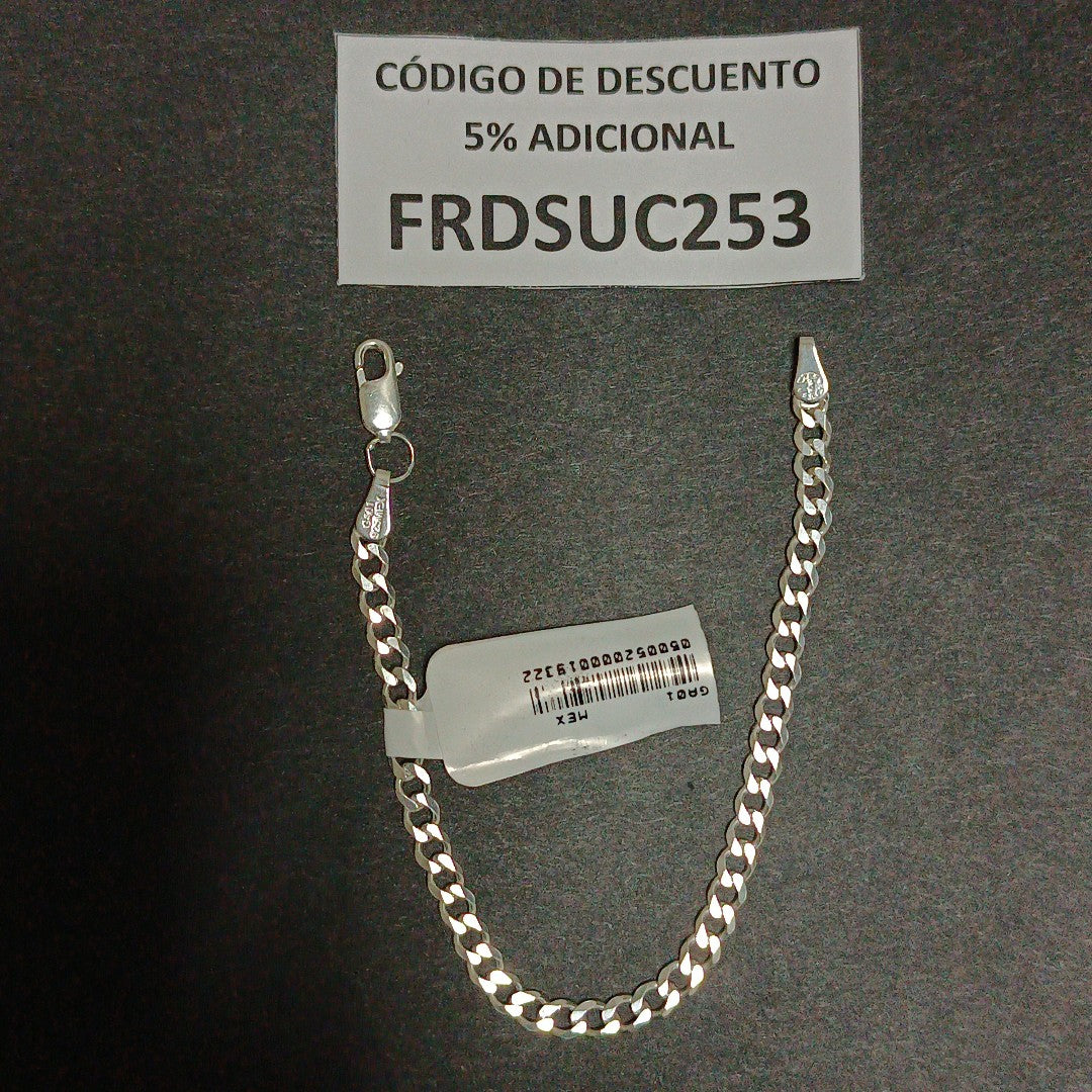 PULSERA TEJIDO BARBADA PLATA .925 16 CM 4.1 GR (NUEVO)