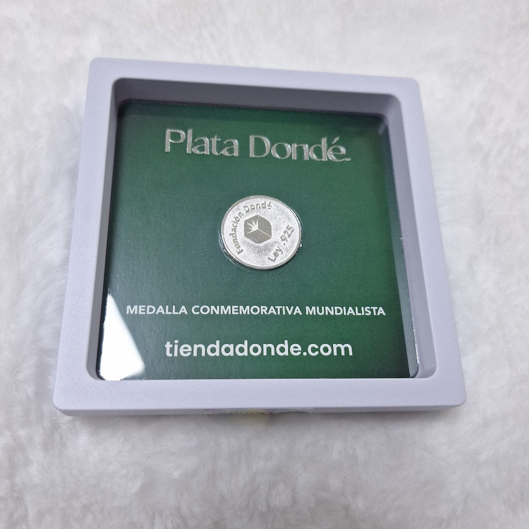 MEDALLA CONMEMORATIVA FRD FÚTBOL MOTIVO QUETZALCÓATL PLATA .925 11.9 GR (NUEVO)