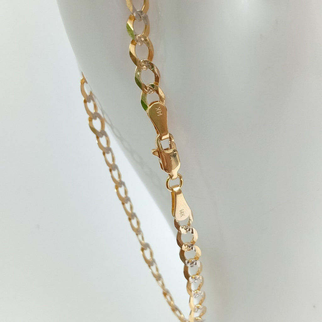 PULSERAS TEJIDO BARBADA DIAMANTADA ORO 14K 21 CM 4.9 GR (NUEVO)