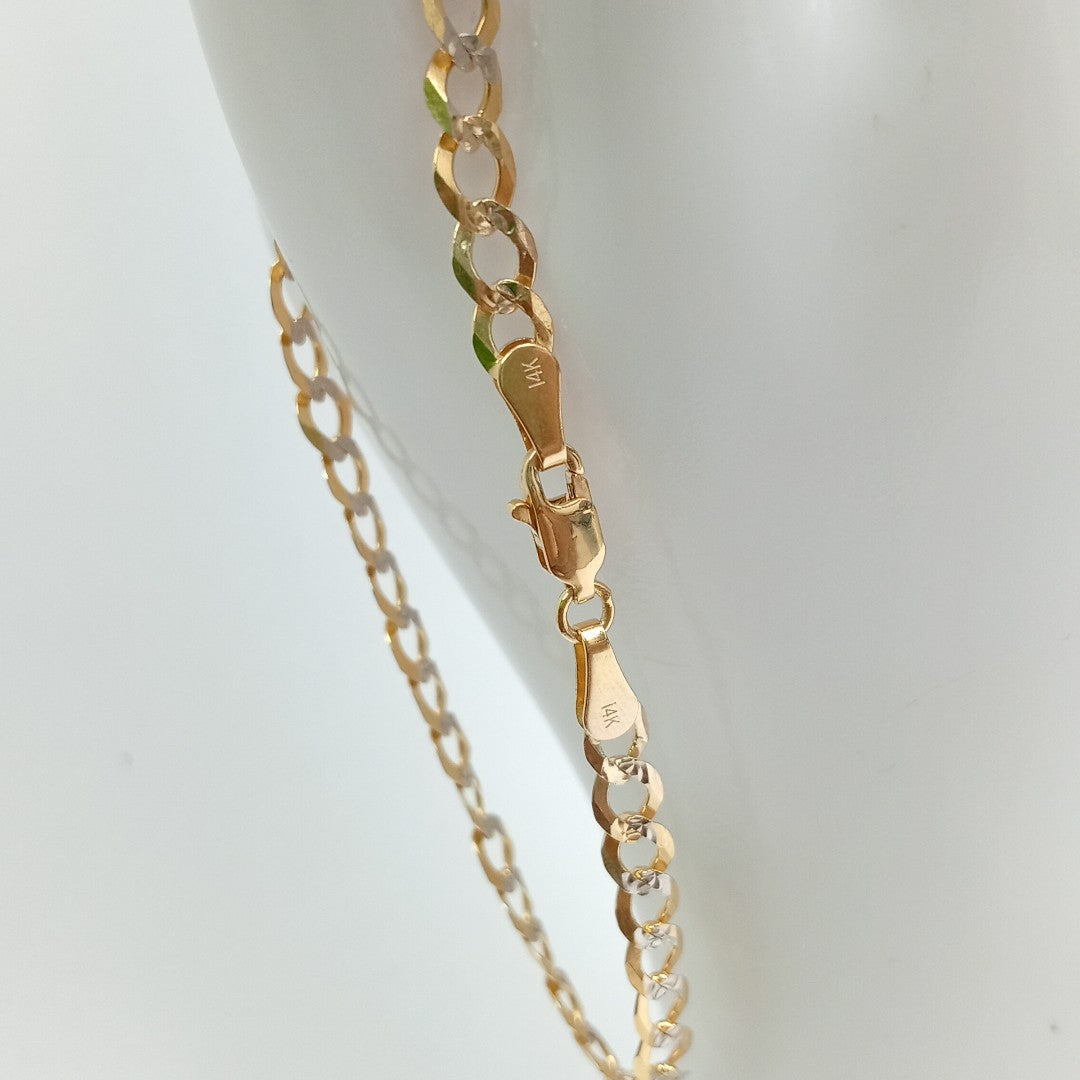 PULSERAS TEJIDO BARBADA DIAMANTADA ORO 14K 21 CM 4.9 GR (NUEVO)