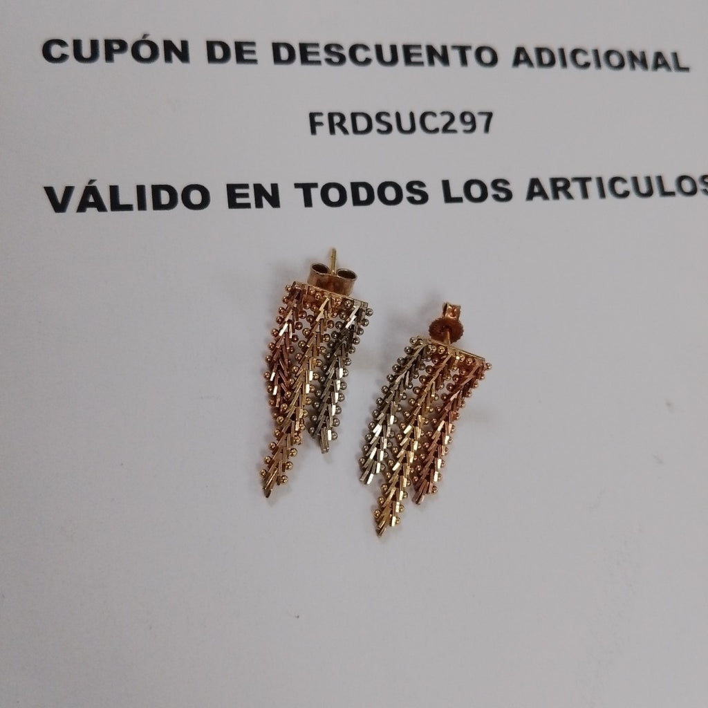 ARETES PAR ORO COMBINADO 14 K 5,00 GRMS (SEMINUEVO)