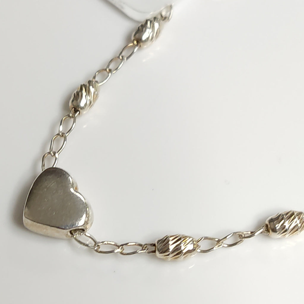 PULSERA TEJIDO CORAZON PLATA .925 18 CM 3.3 GR (NUEVO)