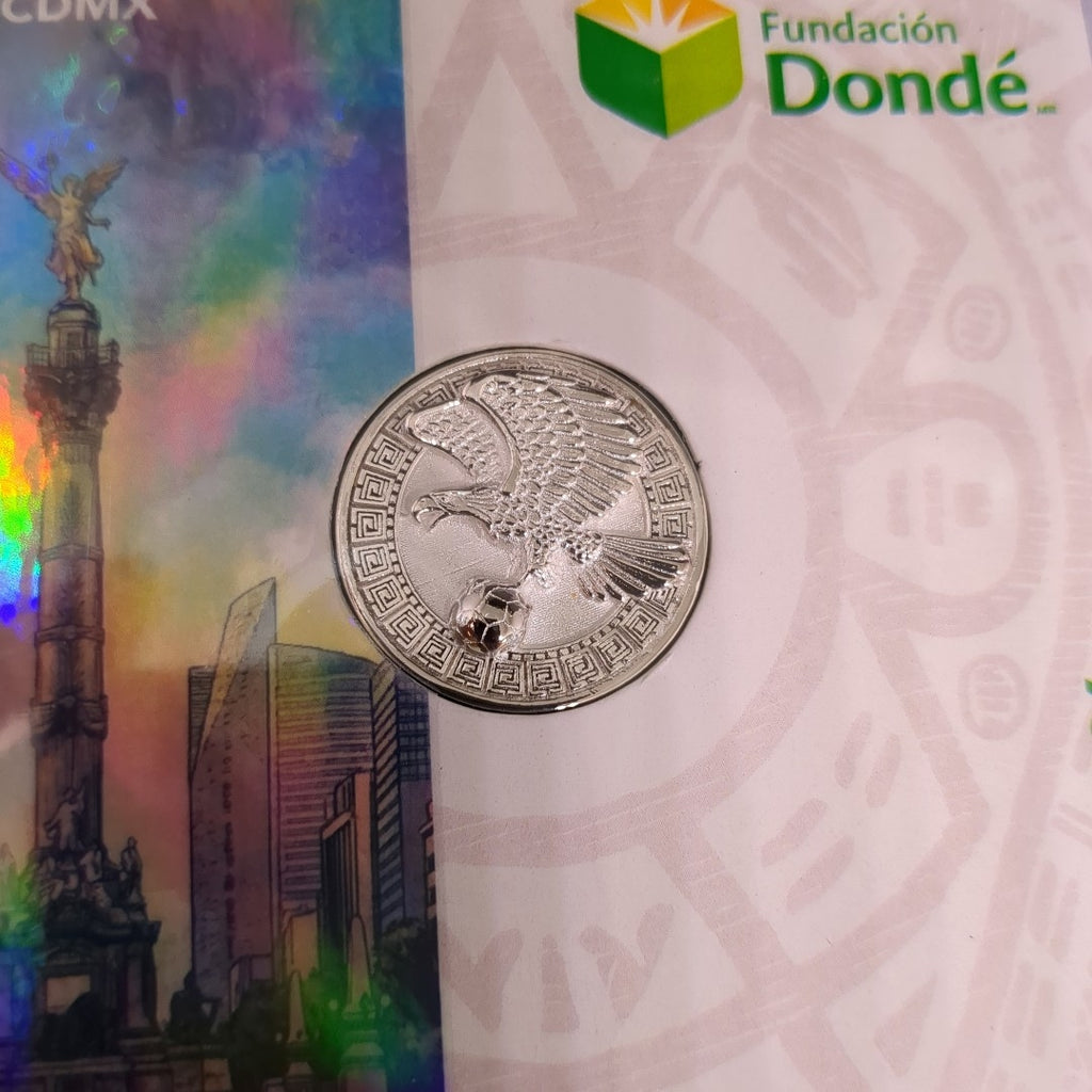 MEDALLA CONMEMORATIVA FRD FÚTBOL MOTIVO ÁGUILA PLATA .925 8.9 GR (NUEVO)
