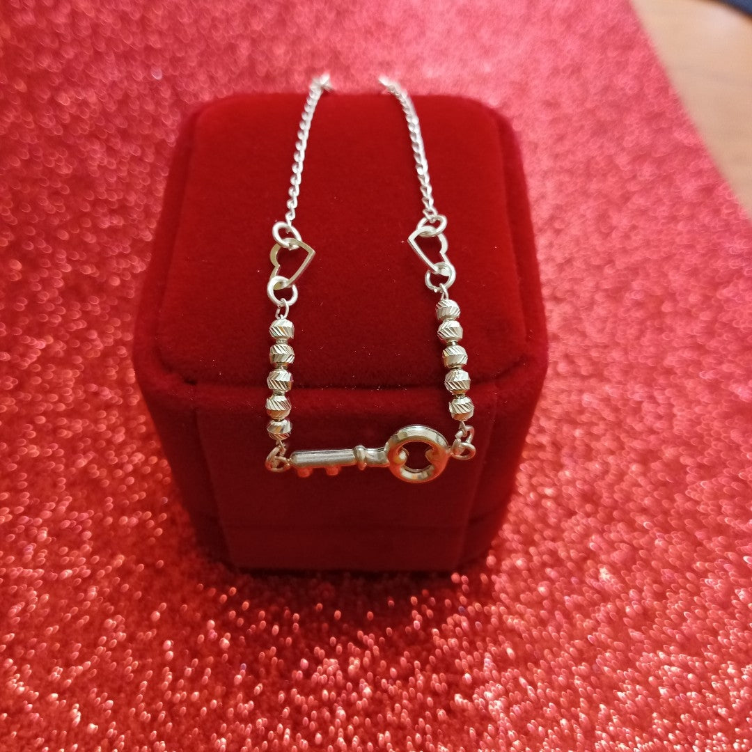 PULSERA TEJIDO LLAVE PLATA .925 18 CM 2.3 GR (NUEVO)