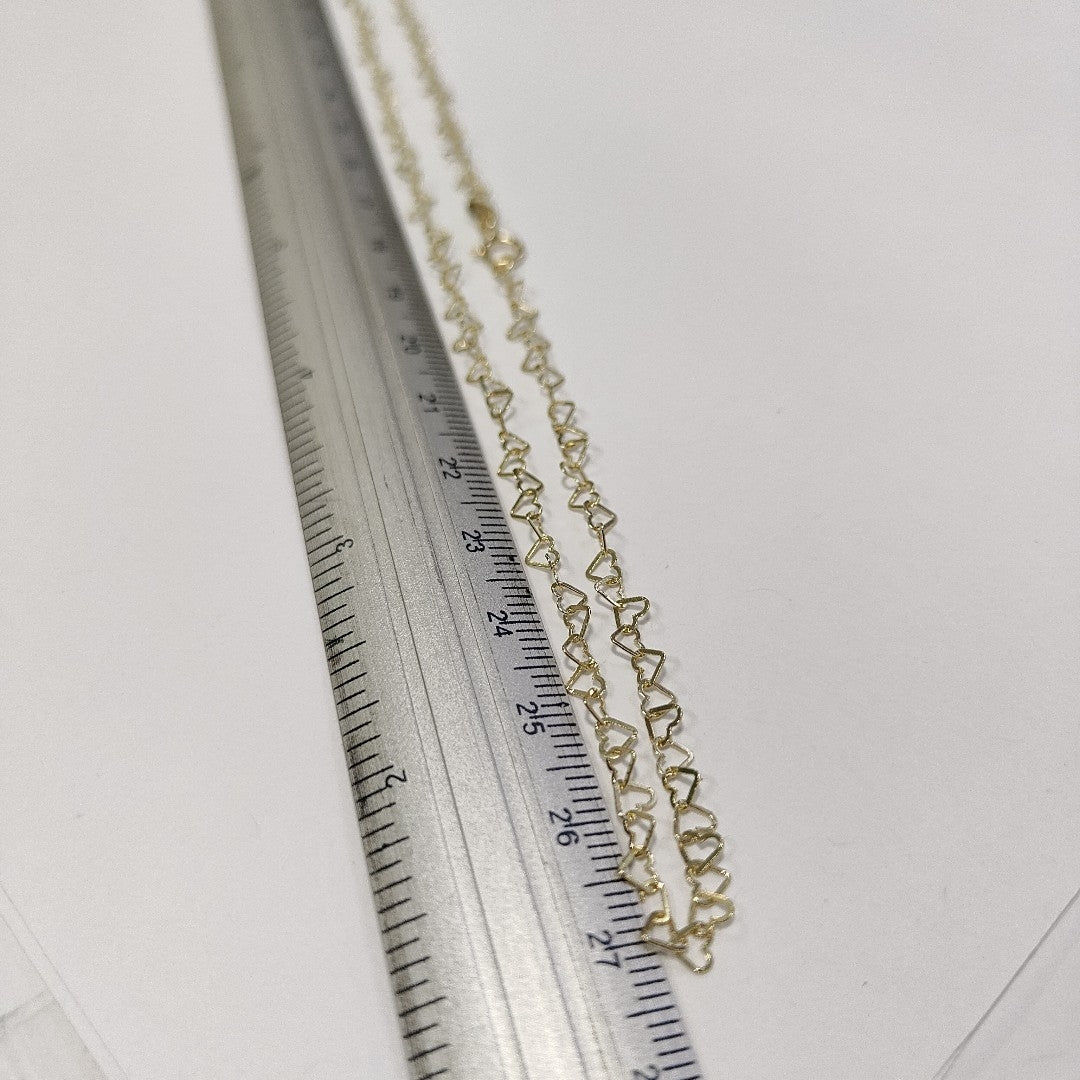 CADENAS TEJIDO CORAZONES ORO 10K 55 CM 2.7 GR (NUEVO)
