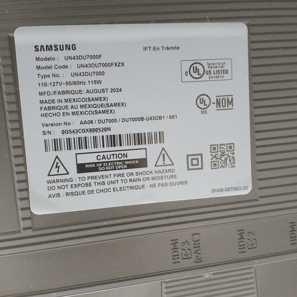 PANTALLA SAMSUNG UN43DU7000F (2024) 43" LED 4K (SEMINUEVO)