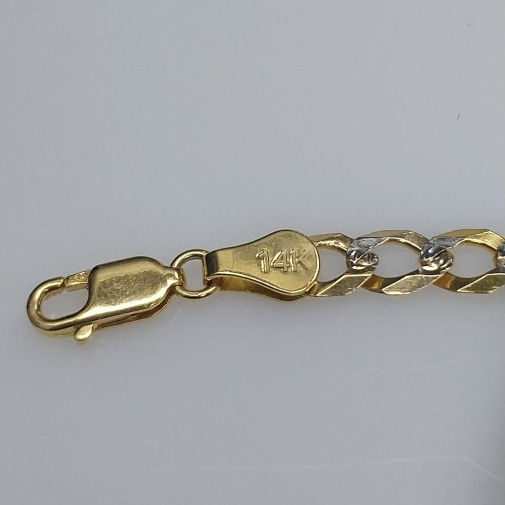 PULSERAS TEJIDO BARBADA DIAMANTADA ORO 14K 16 CM 5.5 GR (NUEVO)