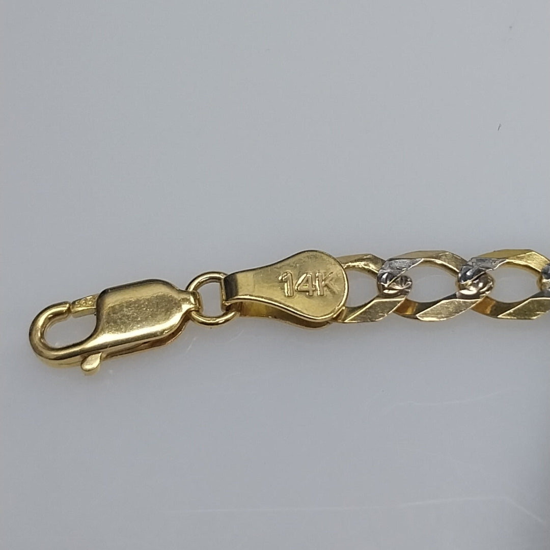 PULSERAS TEJIDO BARBADA DIAMANTADA ORO 14K 16 CM 5.5 GR (NUEVO)