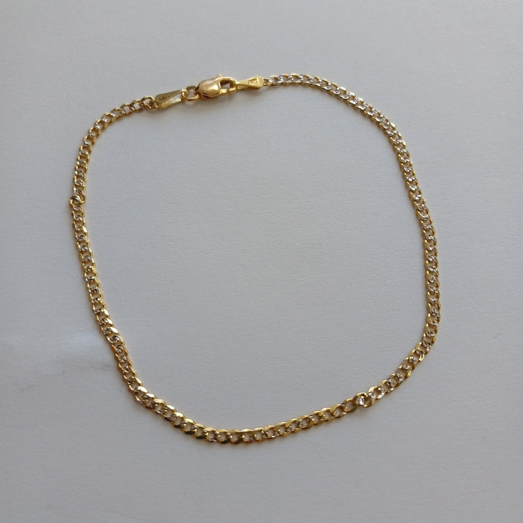 PULSERAS BARBADA DIAMANTADA ORO 14K 18 CM 2.4 GR (NUEVO)
