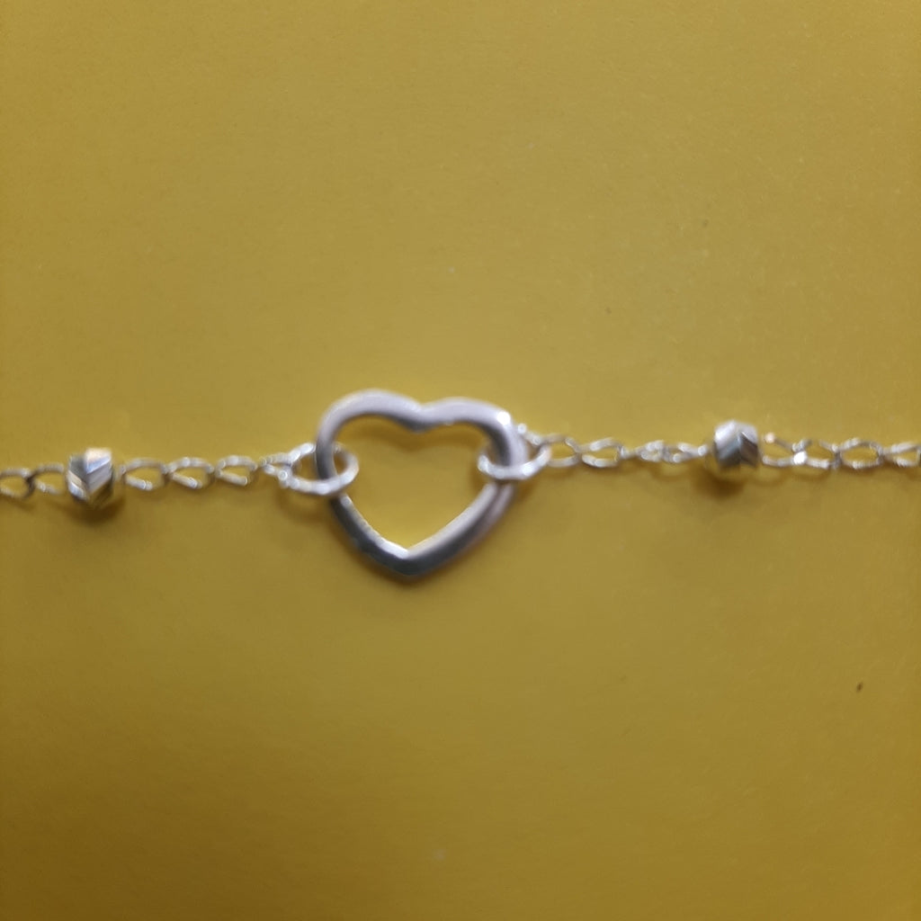 PULSERA TEJIDO CORAZON PLATA .925 18 CM 1.6 GR (NUEVO)