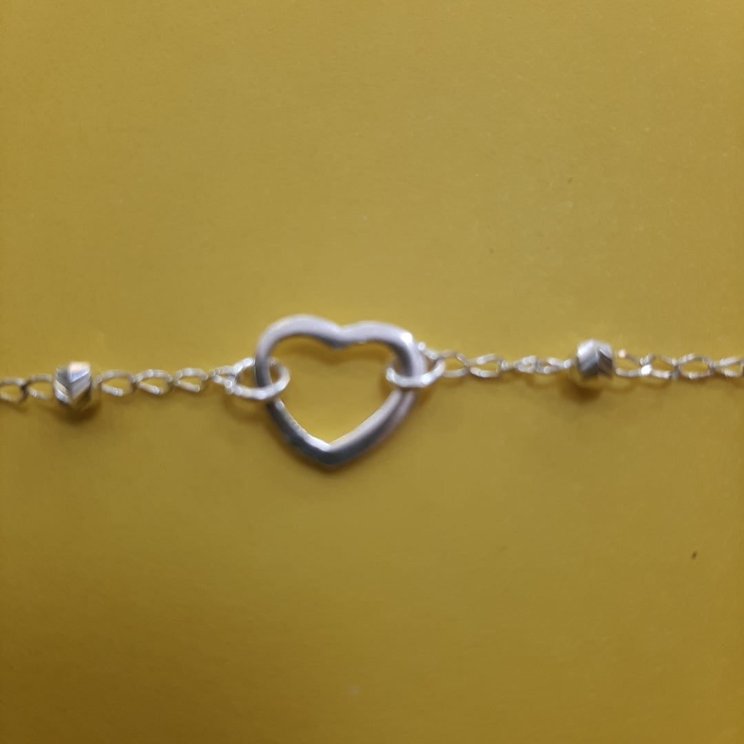 PULSERA TEJIDO CORAZON PLATA .925 18 CM 1.6 GR (NUEVO)