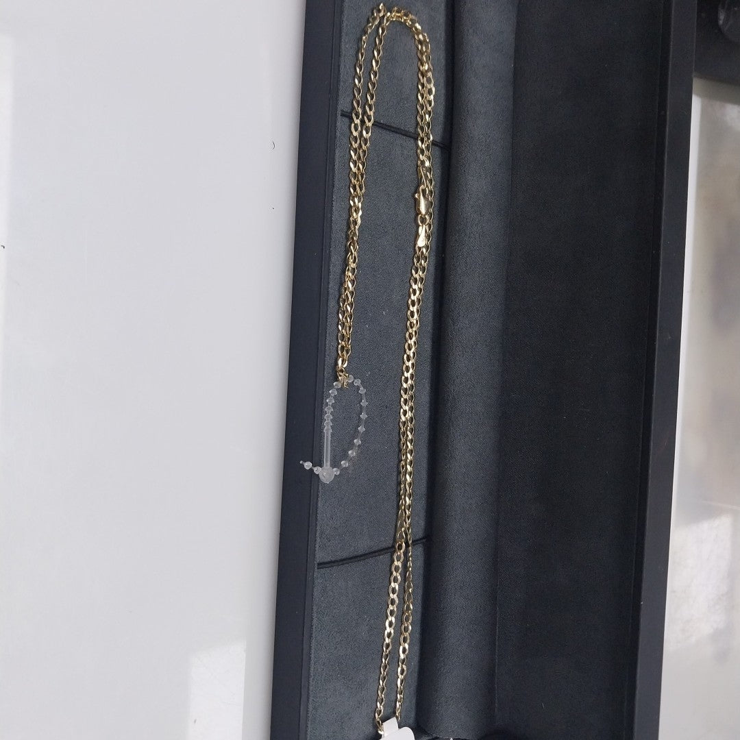 CADENAS TEJIDO BARBADA ORO 14K 60 CM 5.4 GR (NUEVO)