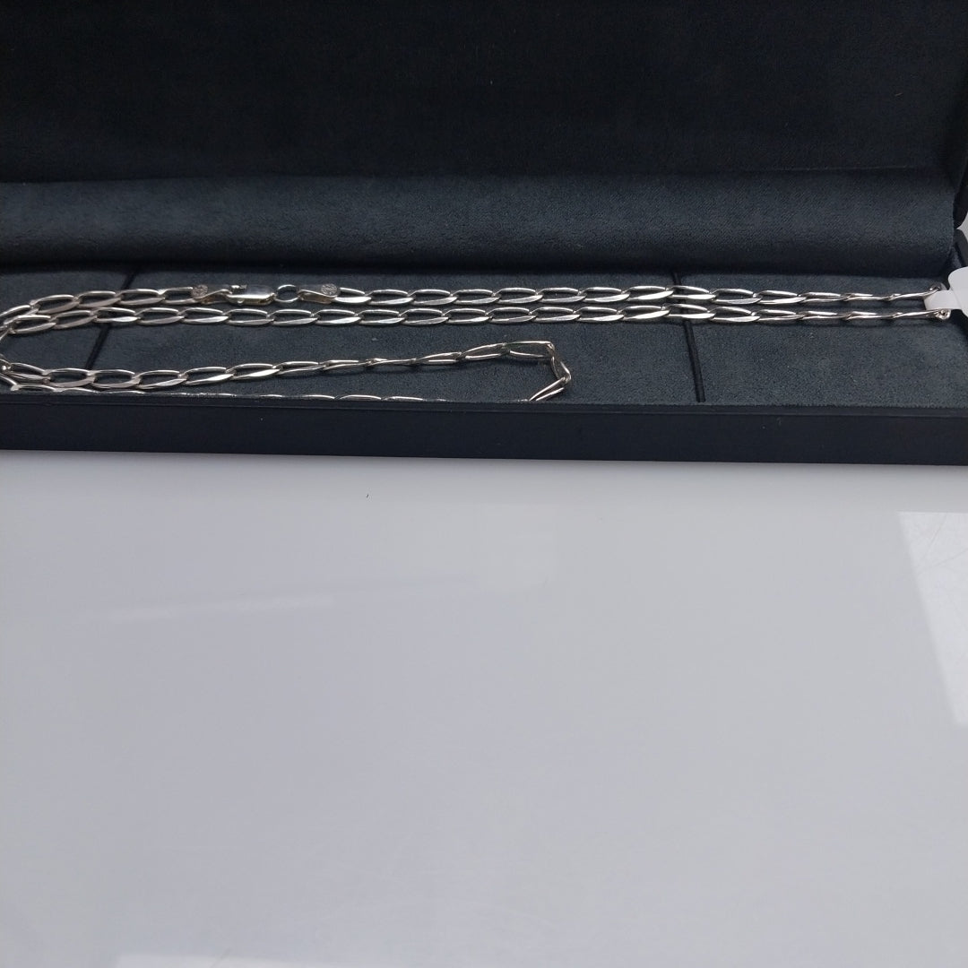 CADENA TEJIDO ESLABONES PLATA .925 60 CM 10.8 GR (NUEVO)