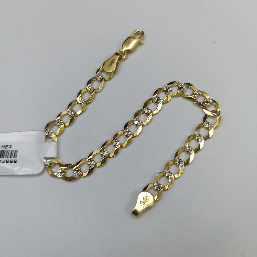 PULSERAS TEJIDO BARBADA DIAMANTADA ORO 14K 16 CM 5.6 GR (NUEVO)