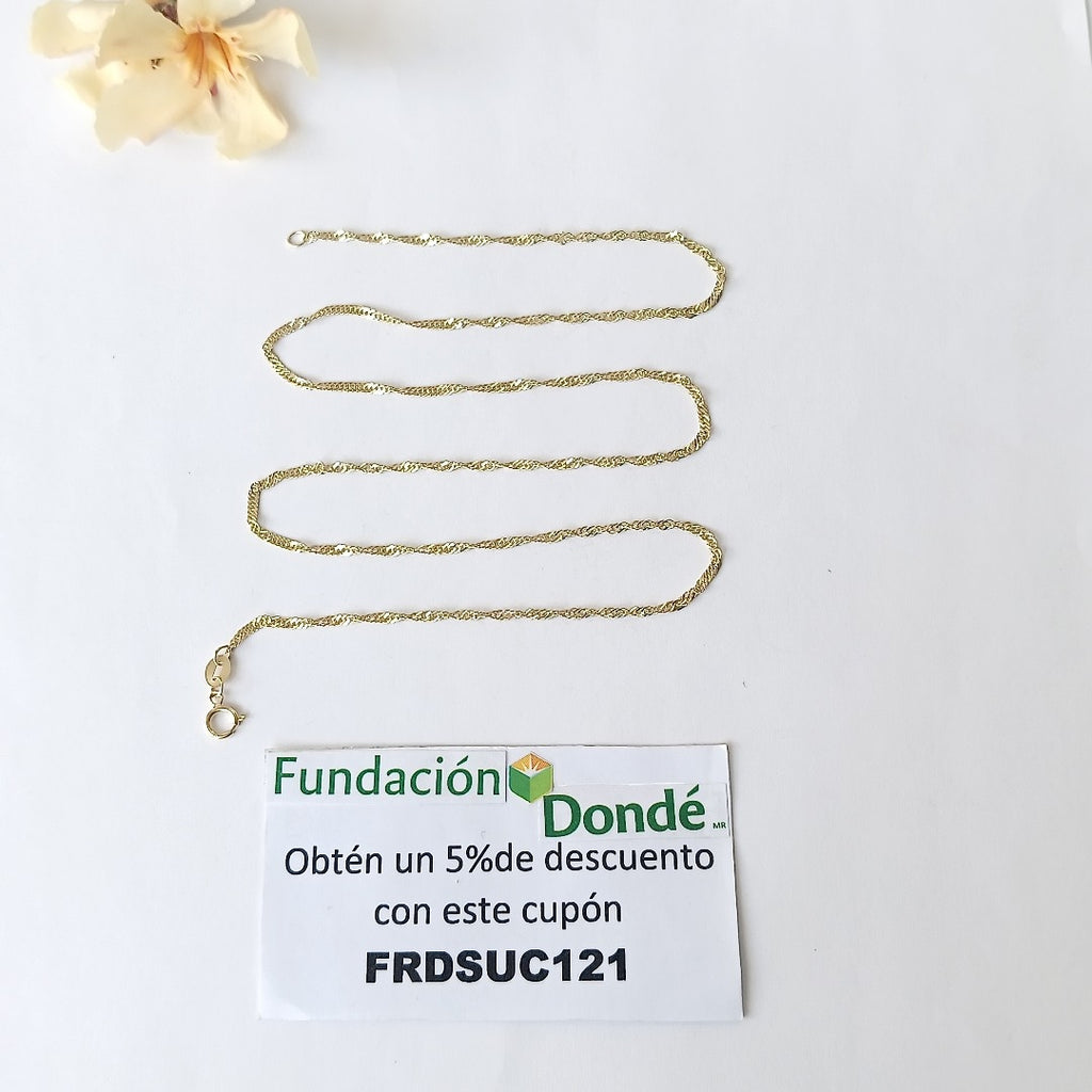 CADENAS TEJIDO MEDIO TORZAL ORO 10K 55 CM 2.5 GR (NUEVO)