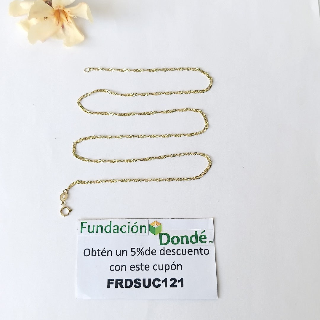 CADENAS TEJIDO MEDIO TORZAL ORO 10K 55 CM 2.5 GR (NUEVO)
