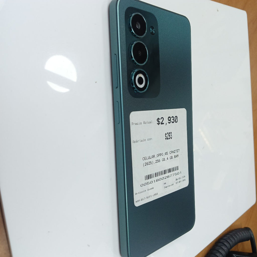 CELULAR OPPO A5 CPH2727 (2025) 256 GB 4 GB RAM (SEMINUEVO)
