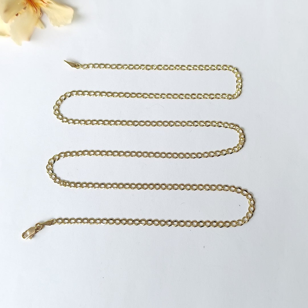 CADENAS TEJIDO BARBADA ORO 14K 60 CM 5.4 GR (NUEVO)