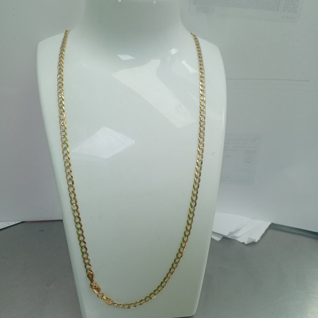 CADENAS BARBADA DIAMANTADA ORO 14K 55 CM 8.9 GR (NUEVO)
