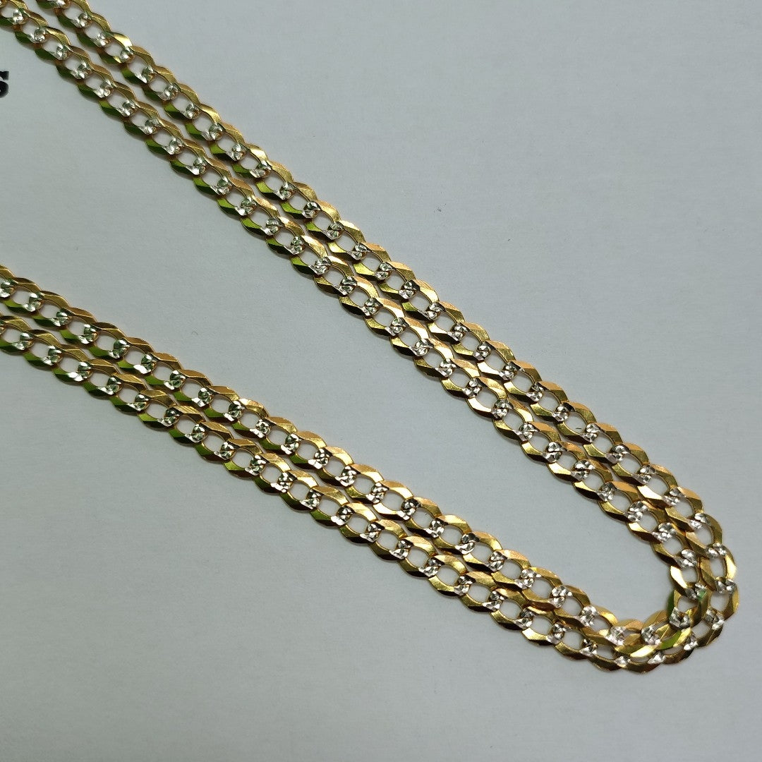 CADENAS BARBADA DIAMANTADA ORO 14K 60 CM 9.5 GR (NUEVO)