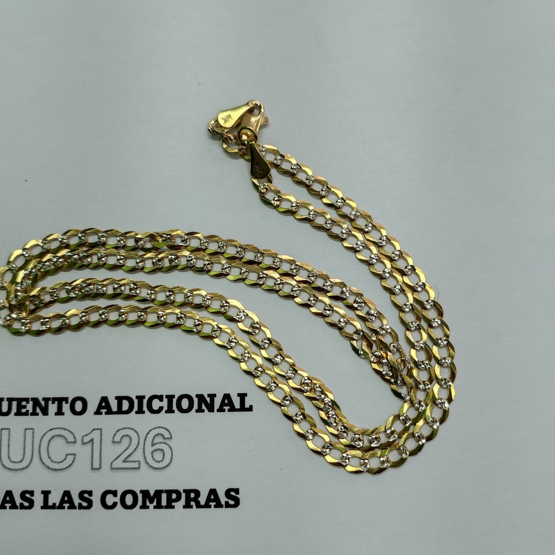 CADENAS BARBADA DIAMANTADA ORO 14K 55 CM 8.9 GR (NUEVO)