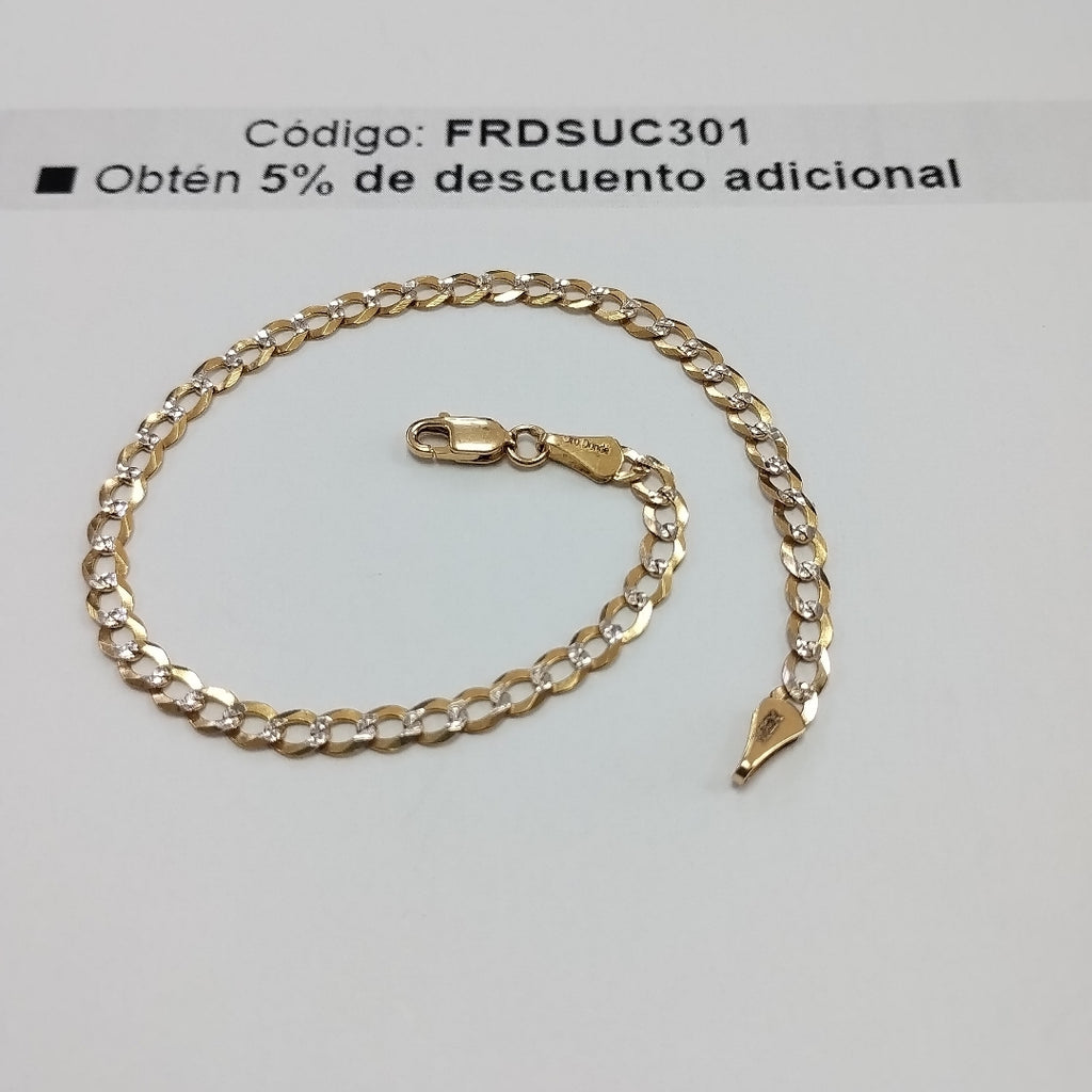 PULSERAS BARBADA DIAMANTADA ORO 14K 21 CM 3.6 GR (NUEVO)