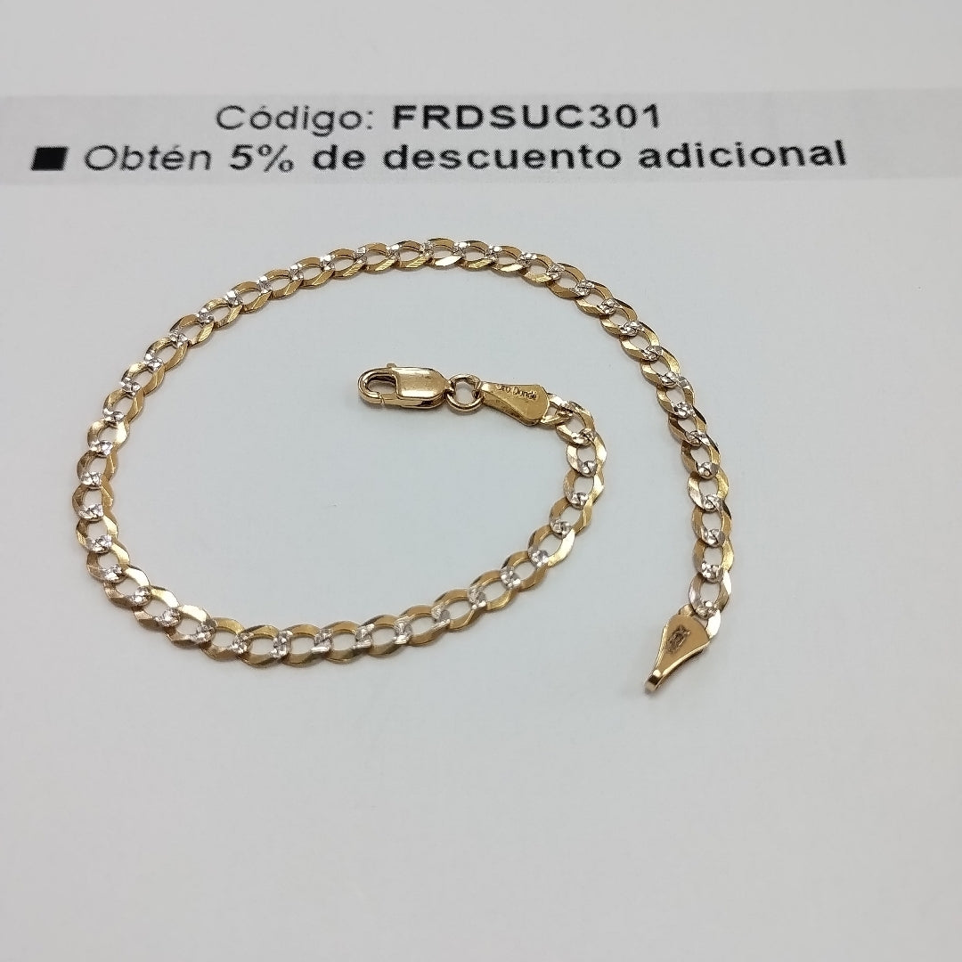 PULSERAS BARBADA DIAMANTADA ORO 14K 21 CM 3.6 GR (NUEVO)