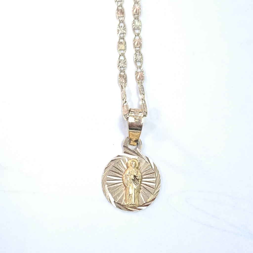 CADENA, MEDALLA RELIGIOSA ORO 10 K 2 GRMS (SEMINUEVO)