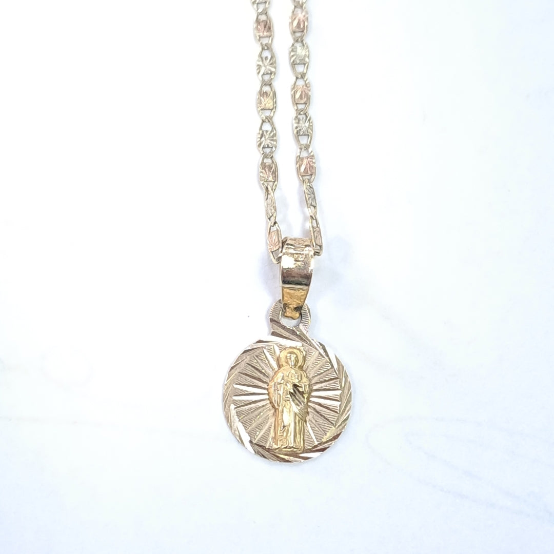 CADENA, MEDALLA RELIGIOSA ORO 10 K 2 GRMS (SEMINUEVO)