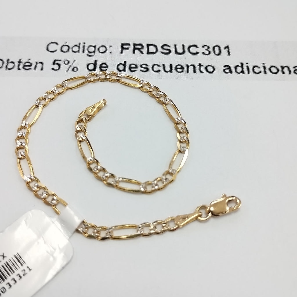 PULSERAS 3X1 DIAMANTADA ORO 14K 18 CM 3 GR (NUEVO)