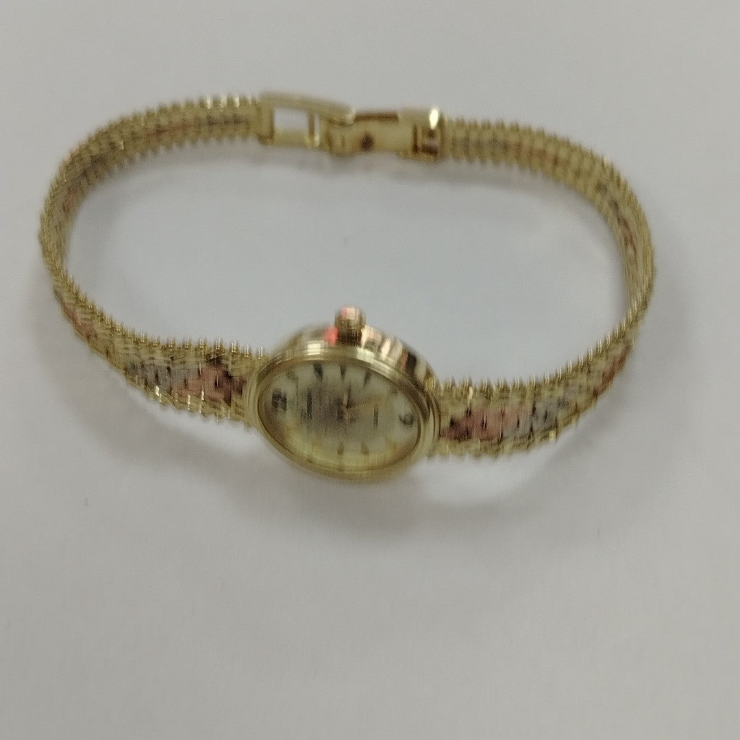RELOJ CAJA Y PULSO ORO ORO, ORO COMBINADO 14 K 22.4 GRMS (SEMINUEVO)