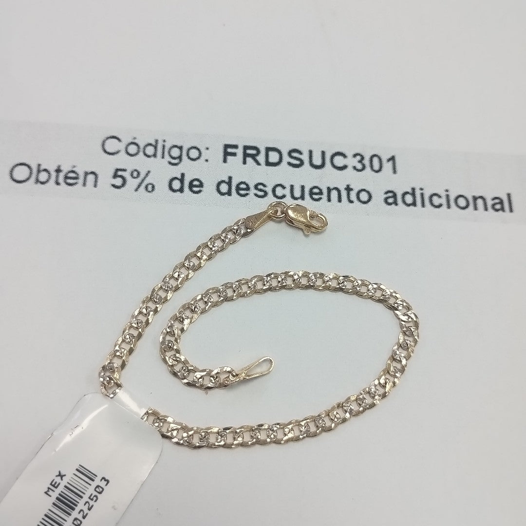 PULSERAS TEJIDO BARBADA DIAMANTADA ORO 14K 18 CM 3.1 GR (NUEVO)