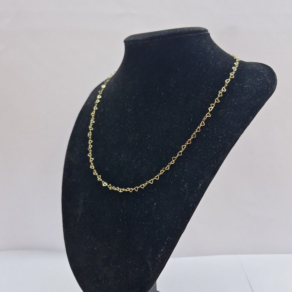 CADENAS TEJIDO CORAZONES ORO 10K 50 CM 2.5 GR (NUEVO)