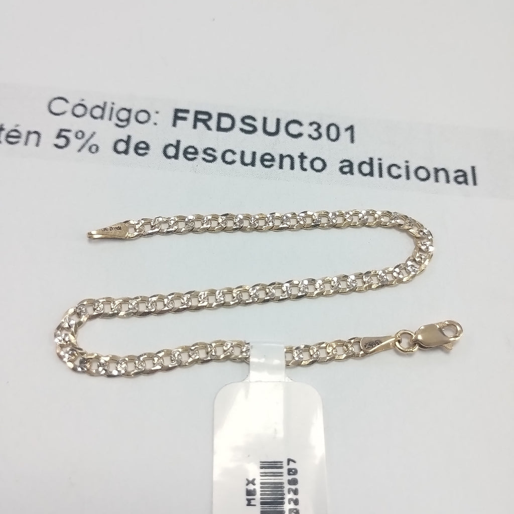 PULSERAS TEJIDO BARBADA DIAMANTADA ORO 14K 18 CM 3.1 GR (NUEVO)