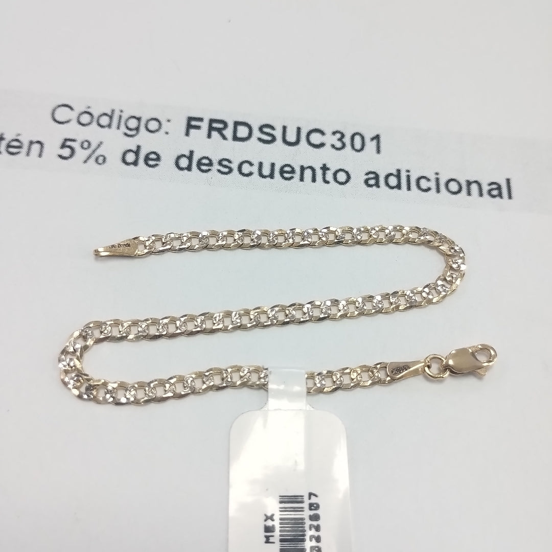 PULSERAS TEJIDO BARBADA DIAMANTADA ORO 14K 18 CM 3.1 GR (NUEVO)