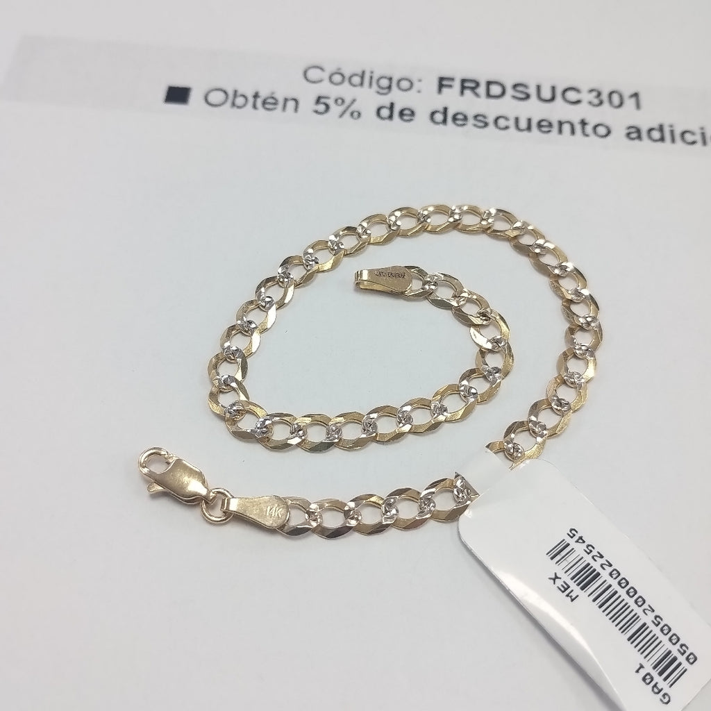 PULSERAS TEJIDO BARBADA DIAMANTADA ORO 14K 21 CM 4.9 GR (NUEVO)