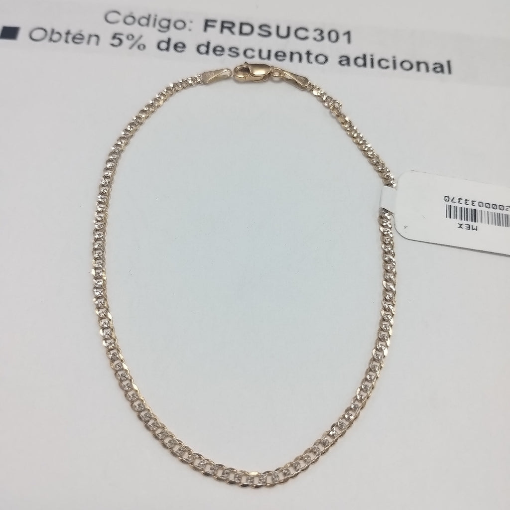 PULSERAS BARBADA DIAMANTADA ORO 14K 18 CM 2.4 GR (NUEVO)