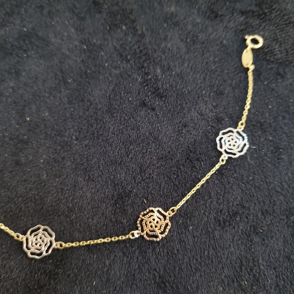 PULSERAS TEJIDO ESPECIAL C/DIJE ORO 10K 18 CM 1.4 GR (NUEVO)