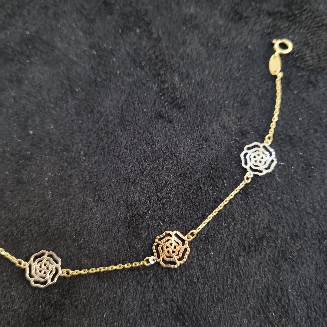 PULSERAS TEJIDO ESPECIAL C/DIJE ORO 10K 18 CM 1.4 GR (NUEVO)