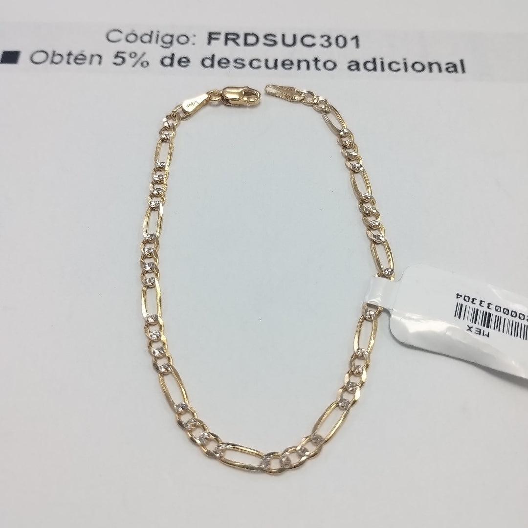 PULSERAS 3X1 DIAMANTADA ORO 14K 18 CM 3 GR (NUEVO)