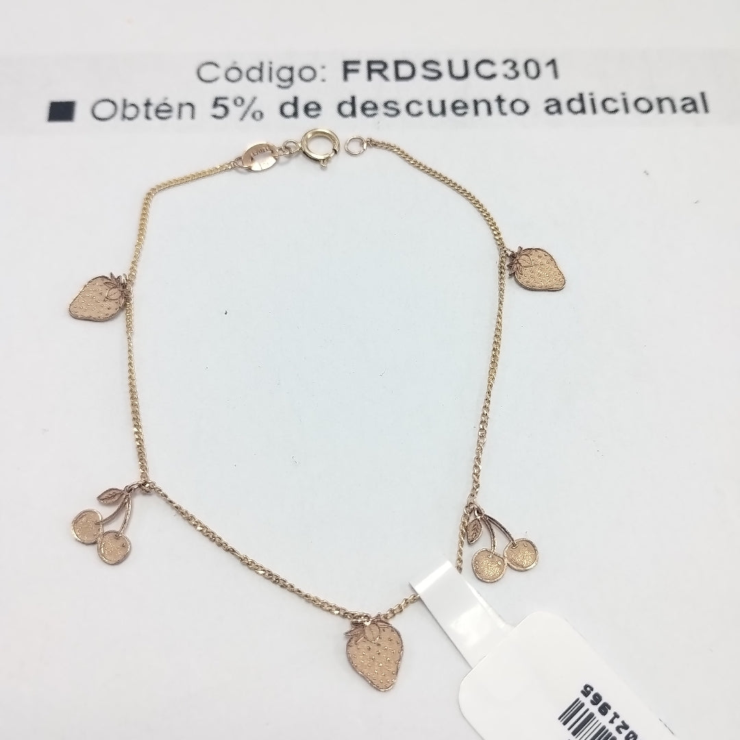 PULSERAS TEJIDO ESPECIAL C/DIJE ORO 10K 18 CM 1.4 GR (NUEVO)