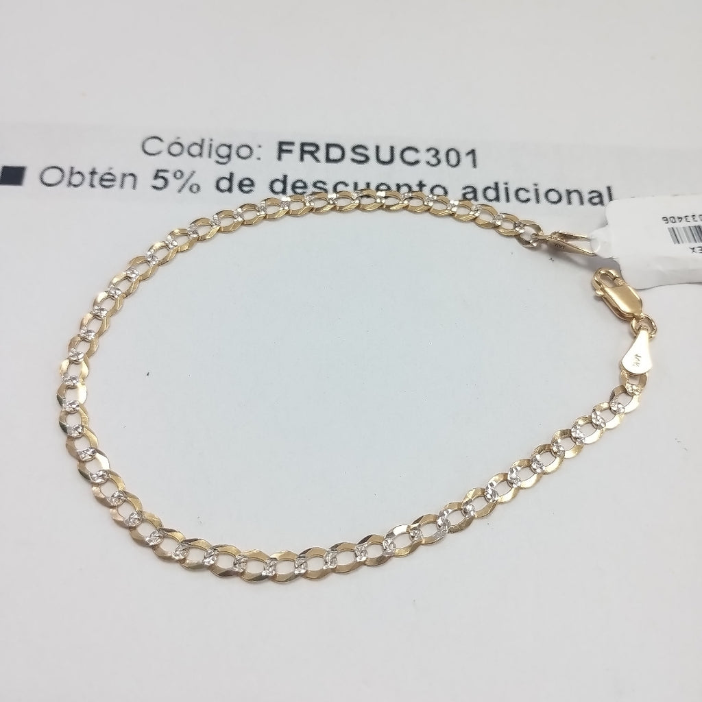 PULSERAS BARBADA DIAMANTADA ORO 14K 21 CM 3.6 GR (NUEVO)