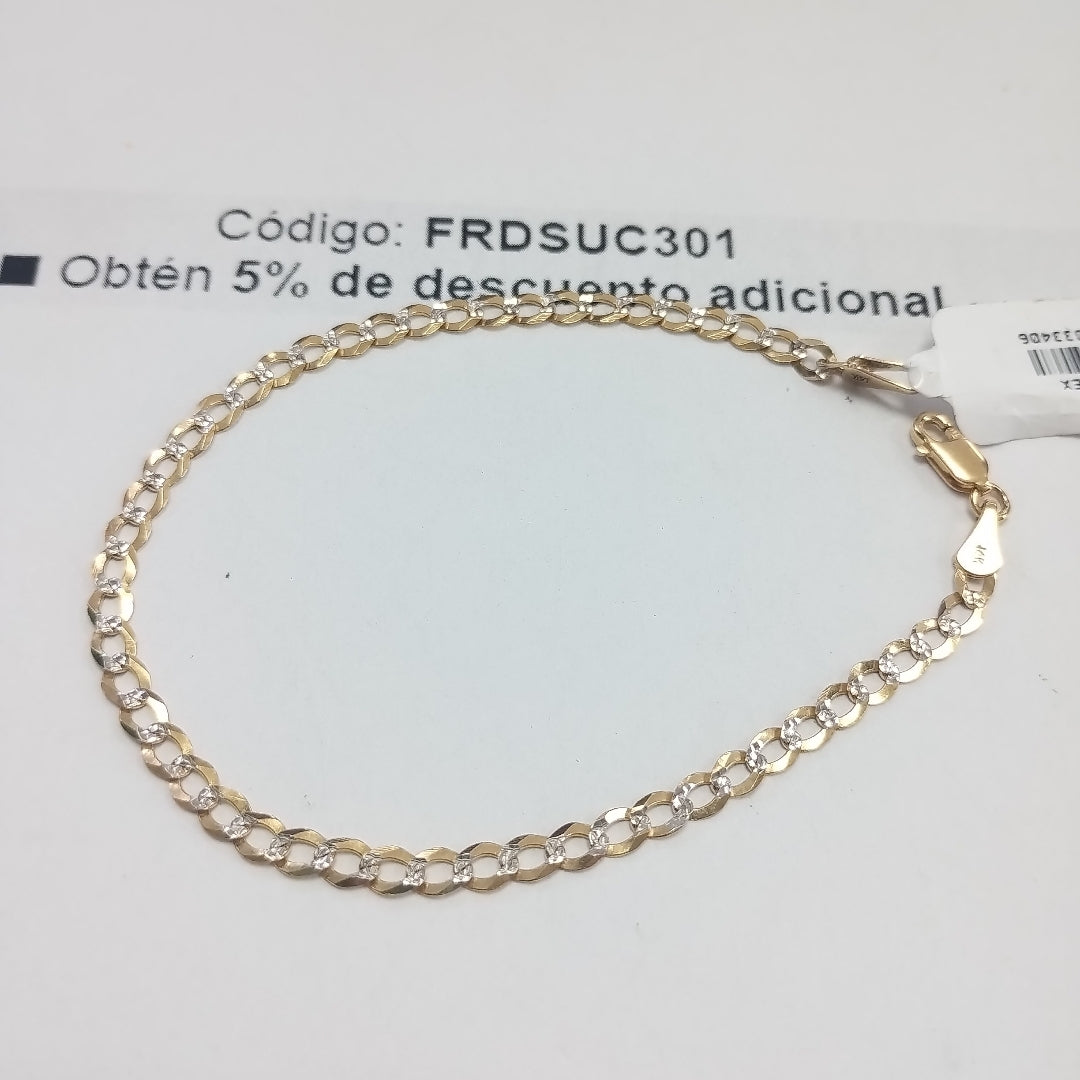 PULSERAS BARBADA DIAMANTADA ORO 14K 21 CM 3.6 GR (NUEVO)